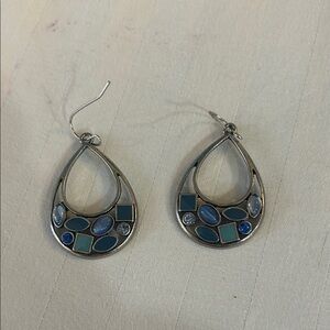 Lia Sophia Silver and Blue Teardrop Earrings